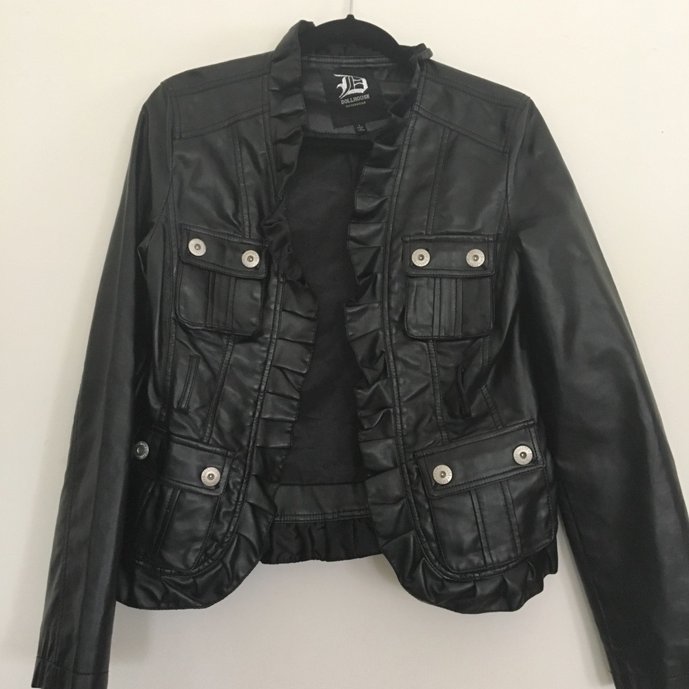 Dollhouse Leather Jacket with ruffles